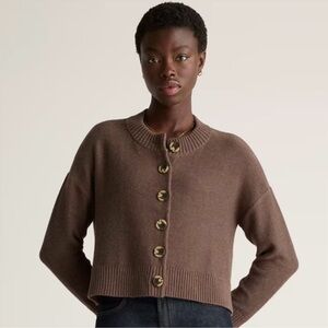 Quince 100% Organic Cotton Cropped Cardigan Heather Brown Women’s Size M